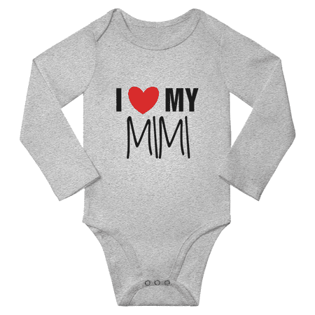 

I Love My MiMi Cute Baby Long Sleeve Romper Bodysuits (Gray 6-12M)