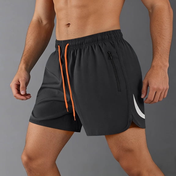 DayScoop Mens Fashion Shorts Solid Color Bottoms Summer Casual Sporty Elastic Waist Fitness Training Zippered Pocket Short Pants