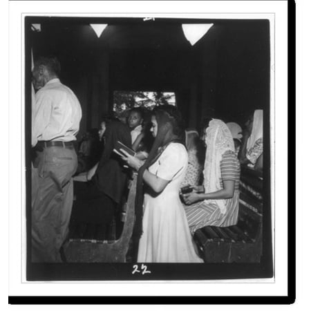 Historic Print, [Catholic religious scenes in Puerto Rico, 1944-46: church interior - side view of pew], 16" x 20"