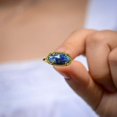 thumbnail image 3 of Gold Plated Adjustable Created Opal Rings | Stacking Rings | Gold Rings for Women (Jewel Blue), 3 of 6