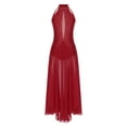 thumbnail image 1 of YiZYiF Costume de Danse Lyrique Long pour Femmes Dos Croisé Robe de Performance Moderne Bourgogne TG, 1 of 8
