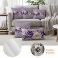 thumbnail image 6 of Spring Flowers Pillow Covers 2 Pack Watercolor Purple White Rose Daisy Floral Leaf Purple Pillowcase Waterproof Outdoor Throw Pillow Cover for Patio Garden Square Cushion 16”x16”, 6 of 9