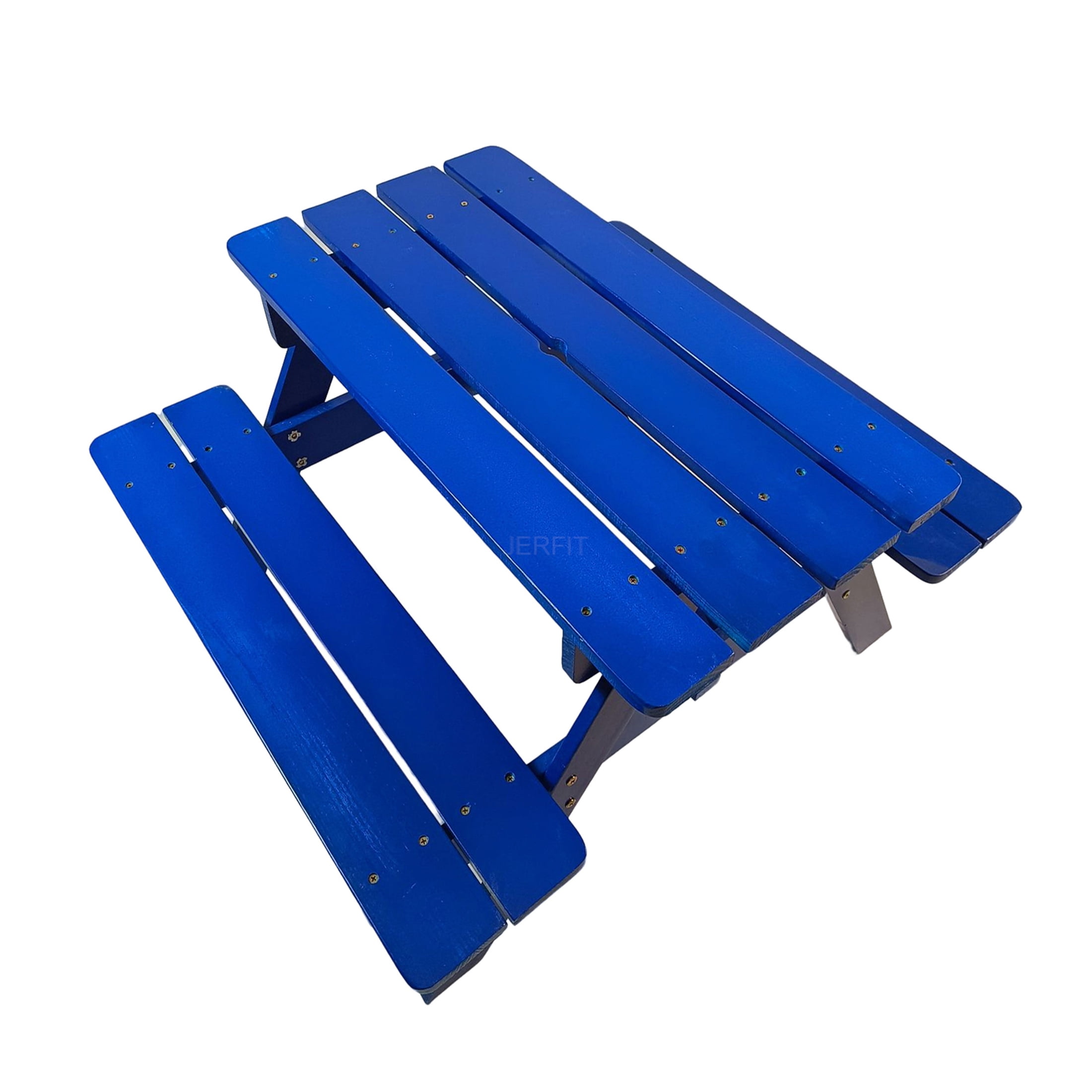 JERFIT Kids Table and Chair Set, Solid Wood Childrens Activity Desk with 2 Chairs, Small Table for Toddlers, Blue