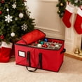 thumbnail image 1 of Sac de Rangement Cadeau de Noël Sac de Rangement avec Compartiments Boîte de Rangement en Tissu Oxford pour Décorations de Vacances (Rouge, 1pcs) Rkxzt, 1 of 9
