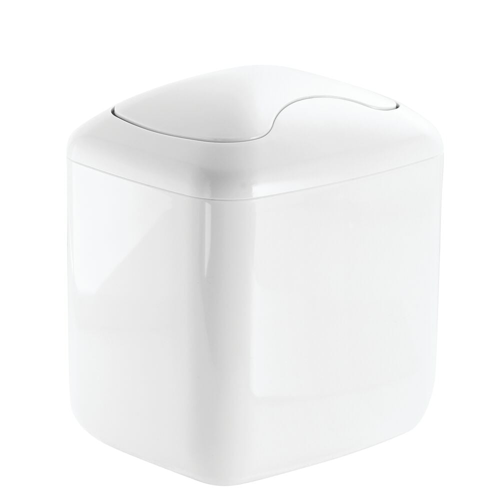 mDesign Mini Trash Can with Swing Lid for Bath Vanity