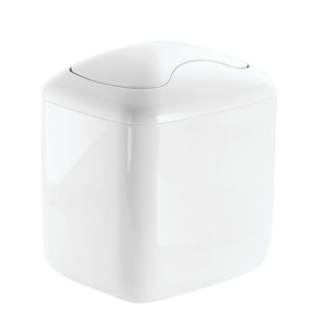 mDesign Mini Trash Can with Swing Lid for Bath Vanity