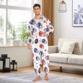 thumbnail image 6 of FORMRS Onesies Pajama for Adults Unisex Hoodie Winter Jumpsuit One Piece Sleepwear, Sizes S-2XL, Star Spangled Helmets, 6 of 7