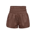thumbnail image 4 of Mrzhqd Womens Running Shorts Workout Elastic Athletic Yoga High Waist Solid Color Shorts Summer Brown, 4 of 5