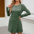 thumbnail image 5 of yillto Women's Long Sleeve Crewneck Knitted Mini Dress Fall Winter Casual Sweater A-Line Dresses with Pockets, 5 of 6