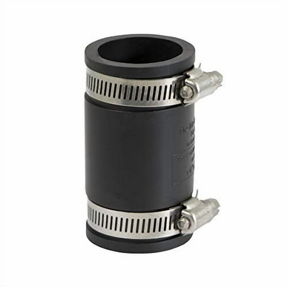 EVERCONNECT 4824 Flexible Pvc Rubber Coupling with Stainless Steel Clamps, 1.5 inch, Black