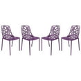 thumbnail image 3 of LeisureMod Stackable Dining Chair in Aluminum with Stackable and Floral Cutout Design Indoor Outdoor Use No Assembly for Modern Home, Kitchen, Patio Devon Collection in Purple Set of 4, 3 of 11