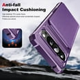thumbnail image 4 of TECH CIRCLE for Google Pixel 7a Case 6.1" 2023, Plastic/PU Leather Phone Case with Magnetic Button Closure Credit Card Holder Slots, Wallet/Kickstand Function, Lightweight Protective Cover, Purple, 4 of 8