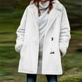 thumbnail image 2 of QATAINLAV Winter Coats for Women Fashion Horn Button Long Jackets Fleece Sherpa Lined Warm Pea Coat Outerwear, White, S, 2 of 6