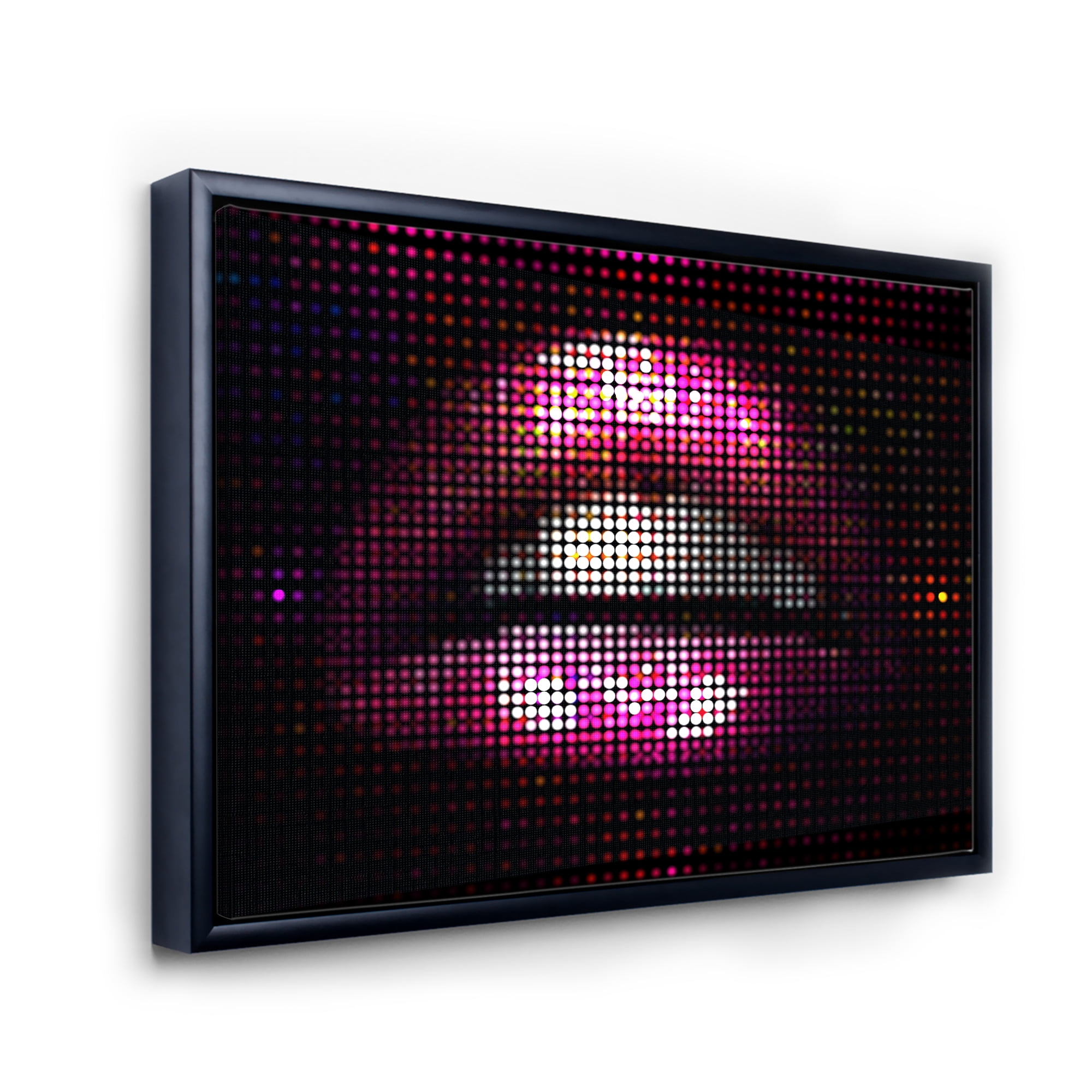 Detail Of Pixellated Pink Woman Lips 40 in x 30 in Framed Painting Canvas Art Print, by Designart