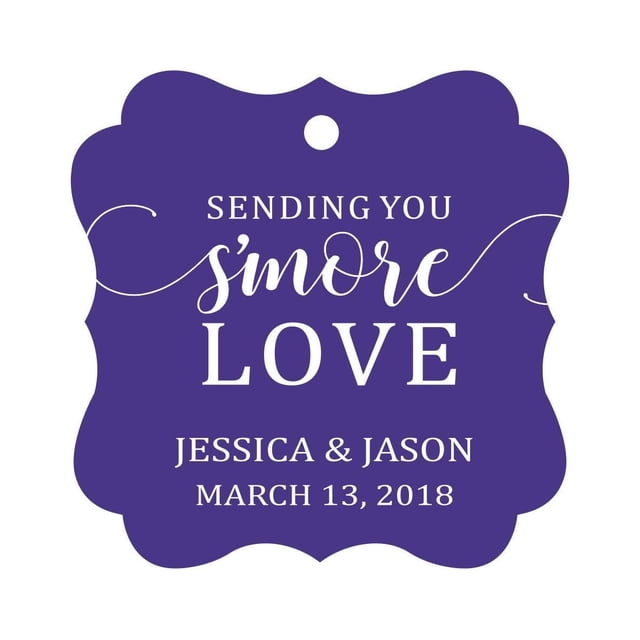 Darling Souvenir Étiquette Suspendue Personnalisée Tags Vous Envoyant Plus d'Amour Cadeau Faveur Tags Personnalisée Fantaisie Bonbonniere Tag-Purple Violet-50 Tags