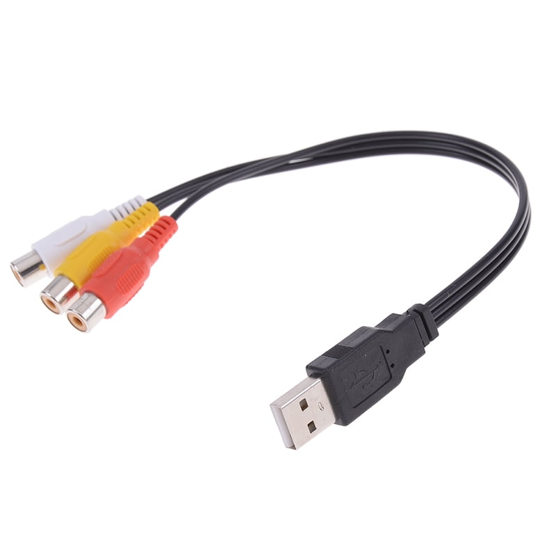 USB male plug to 3 rca female adapter audio converter cable usb to rca