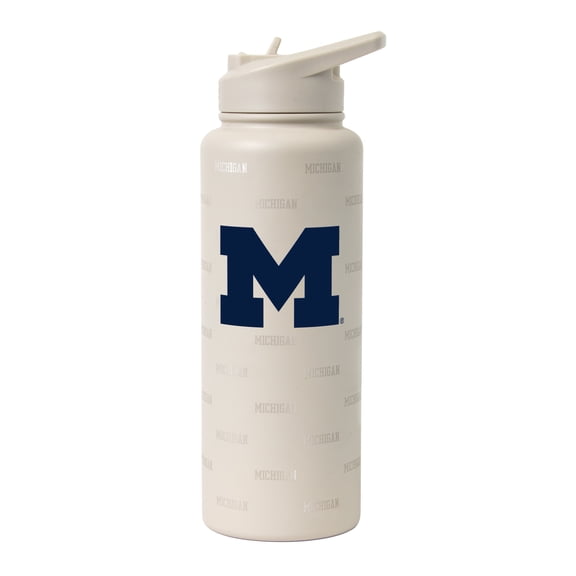Logo Brands Michigan Wolverines 34oz. Sand Ghost Quencher Bottle