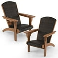 thumbnail image 2 of Gymax Set of 4 Adirondack Chair w/ Rattan Padded Seat & Back Wide Hidden Cupholder Patio Brown, 2 of 6