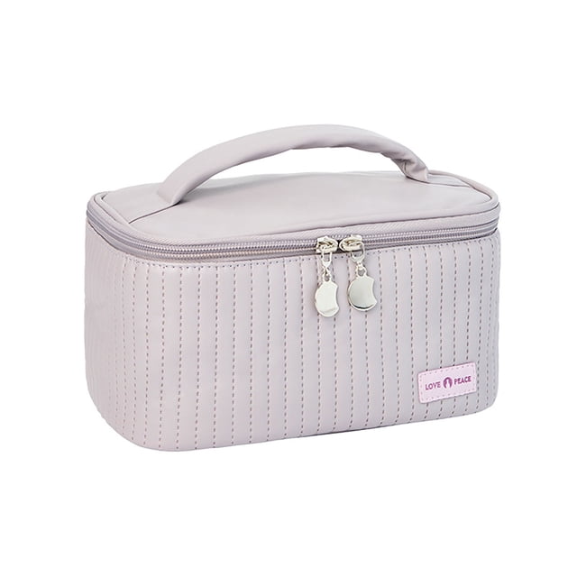 PU Makeup Bag - Open Cover, Solid Color & Portable - Spacious Storage for Cosmetics/Toiletries