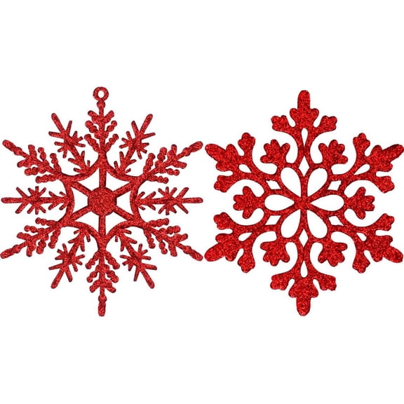 BOPORO 24PCS Black Plastic Christmas Glitter Snowflake Ornaments Christmas Tree Decorations