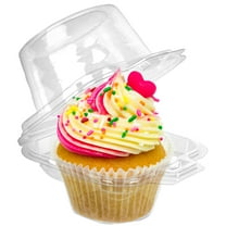 LotFancy 50Pcs Plastic Clear Individual Cupcake Containers, Cupcake Holders with Lid, Standard Size