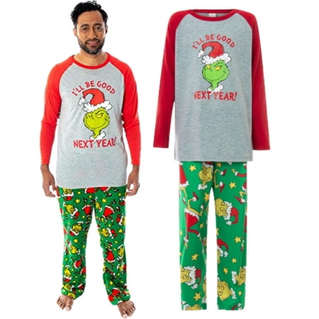 

Grinch Family Christmas Pajamas Sets Grinch Printed Tops and Striped Trousers Parent-Child Sleepwear Nightwear