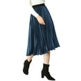 thumbnail image 5 of Allegra K Women's High Elastic Waist Swing Flare Hem Velvet Pleated Skirt, 5 of 7