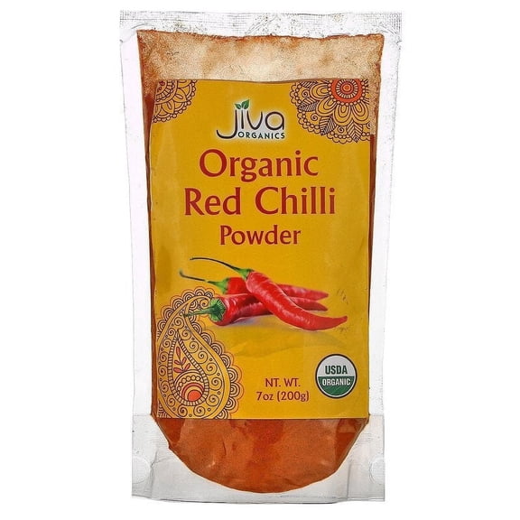 Jiva Organics, Organic Red Chilli Powder, 7 oz Pack of 4