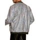 thumbnail image 3 of Chaquetas Varsity Holográficas INSPIRE CHIC para hombres, chaquetas bomber metálicas brillantes con cierre completo, XL, plateadas, 3 of 6
