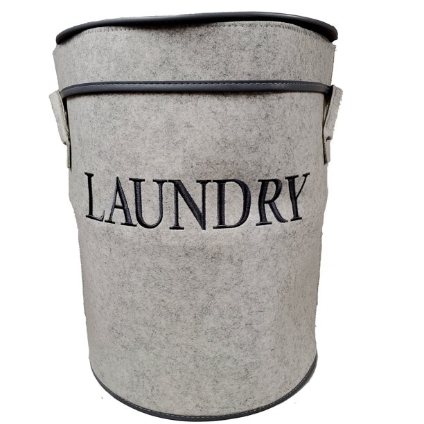 Grey Felt Laundry Laundry Hamper Basket with Lid and Handles New