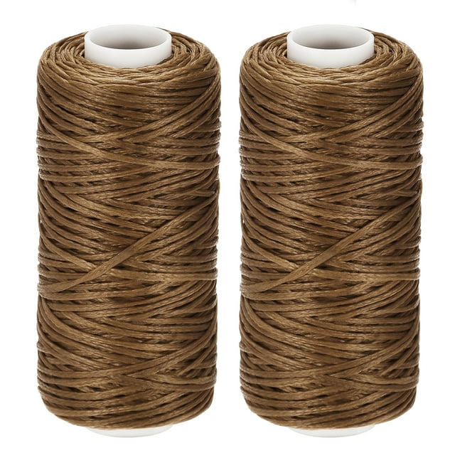 Unique Bargains Pale Brown Polyester Waxed Leather Sewing Thread, 55 Yards, 2 Pack