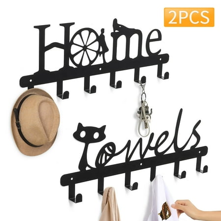

Wall Mount Coat Hook AGSIVO 2 Pack Heavy Duty Coat Rack with 6 Hooks Wall Mount Towel Rack for Clothes Hat Towel Wrought Iron