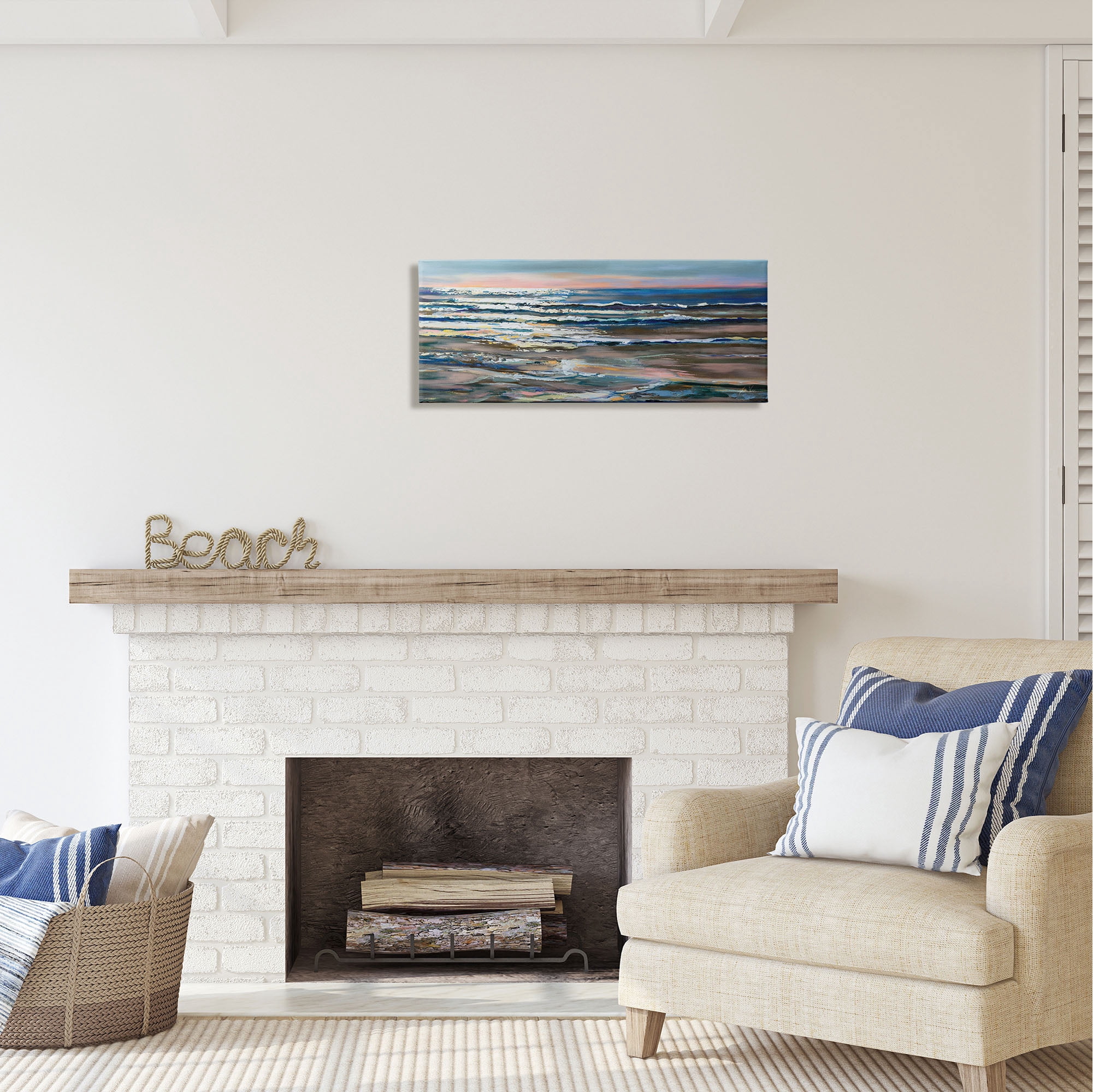 Stupell Industries Abstract Ocean Shimmer Nature Painting Gallery Wrapped Canvas Print Wall Art, 30 x 13
