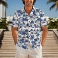thumbnail image 2 of Men's Hawaiian Shirt Funny Print Short Sleeve Floral Button Down Shirts Tropical Holiday Beach Shirts Blue XXXXL, 2 of 4