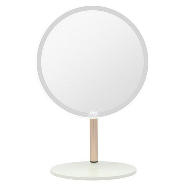 Portable Makeup Mirror with 3 Color Lights Adjustable Brightness Detachable Base Stepless Dimming 3200-7300K Easy Disassembly Fol