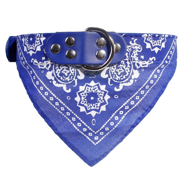 Collar de toalla de saliva ajustable para mascotas, babero para perros y gatos con patrón étnico azul XL