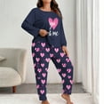 thumbnail image 2 of Lorytime Valentines Womens Plus Size Pajama Sets Heart Plus Size Crewneck Long Sleeve Top and Bottom Sleepwear Blue 5XL, 2 of 5