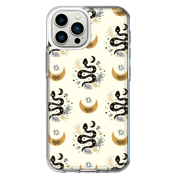 Mundaze - Case for Apple iPhone 15 Pro Slim Shockproof Hard Shell Soft TPU Heavy Duty Protective Phone Cover - Snakes and Moon