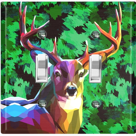 Metal Light Switch Plate Cover Deer Hunt Green Artistic Camouflage CMO007