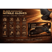 6 Mil Black Nitrile Gloves, 100 Count, Powder-Free, Latex-Free, Food Safe
