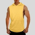 thumbnail image 2 of NOLDARES Men's Sleeveless Hoodie Quick Dry Muscle Gym Shirts Workout Hooded Tank Top(Yellow,L), 2 of 7
