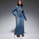 thumbnail image 2 of Moda Nuevos Jeans Maxi Vestido Bolsillo Lápiz Vestido Casual Elegante Temperamento Un Solo Pecho Vestido De Mezclilla Otoño Invierno 2024, 2 of 5