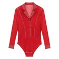 thumbnail image 3 of Eandarui Men Sheer Mesh Latin Ballroom Dance Leotard Shiny Bodysuit Cha-Cha Ballet Dance Class Red XXL, 3 of 5