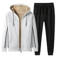thumbnail image 4 of KKBOTIVE Mens Winter Coats Jogger Pants Sets 2 Piece Lined Hooded Jacket Sweatsuits Thicken Warm Sportswear, White, Size XXXXXL, 4 of 5
