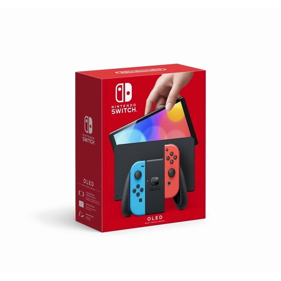 Open Box Nintendo HEGSKABAA Switch - OLED Model with Neon Red & Neon Blue Joy-Con