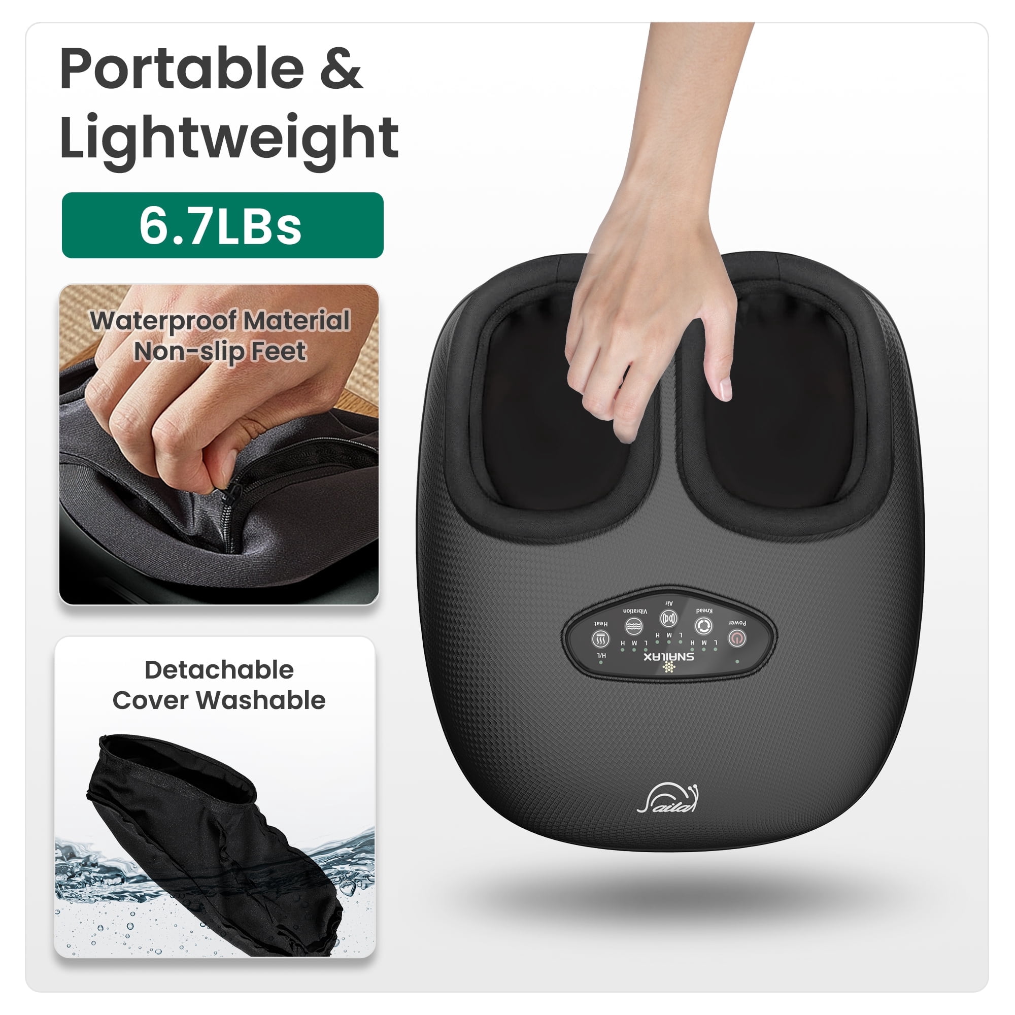Snailax Shiatsu Foot Massager for Circulation up to size 13, Air Compression Foot Massager machine with Heat, Gifts