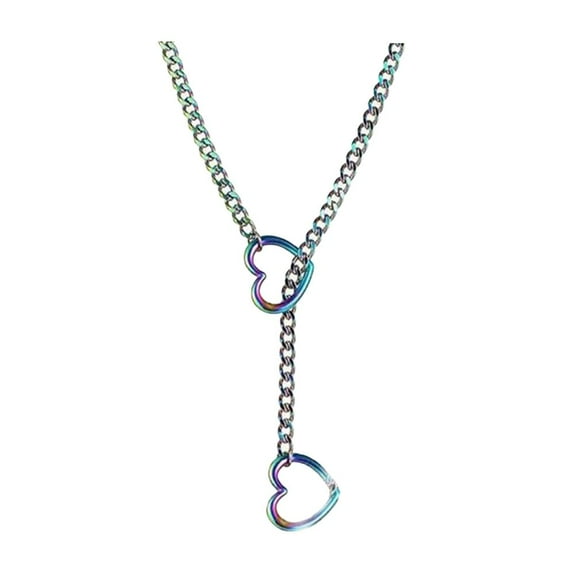 SSKFHGI Heart O Women Slip Chain Necklaces Punk Rock Stainless Necklace Steel Cuban