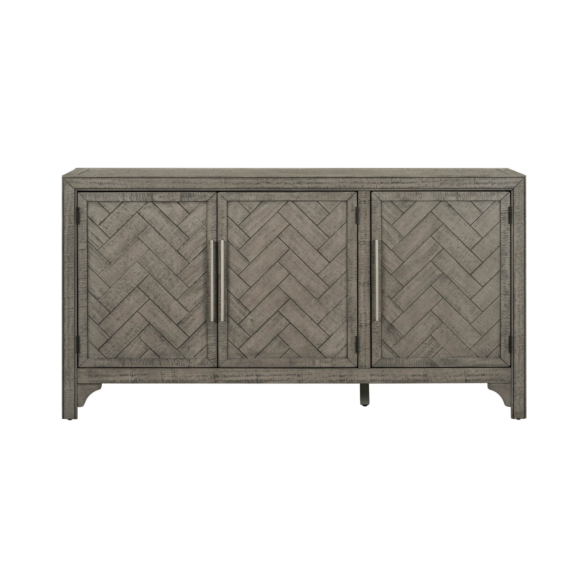 Lunale 60" Storage Sideboard Cabinet, Accent Cabinet with MDF+Pine Veneer, Adjustable Shelves for Kitchen, Living Room, Light Brown