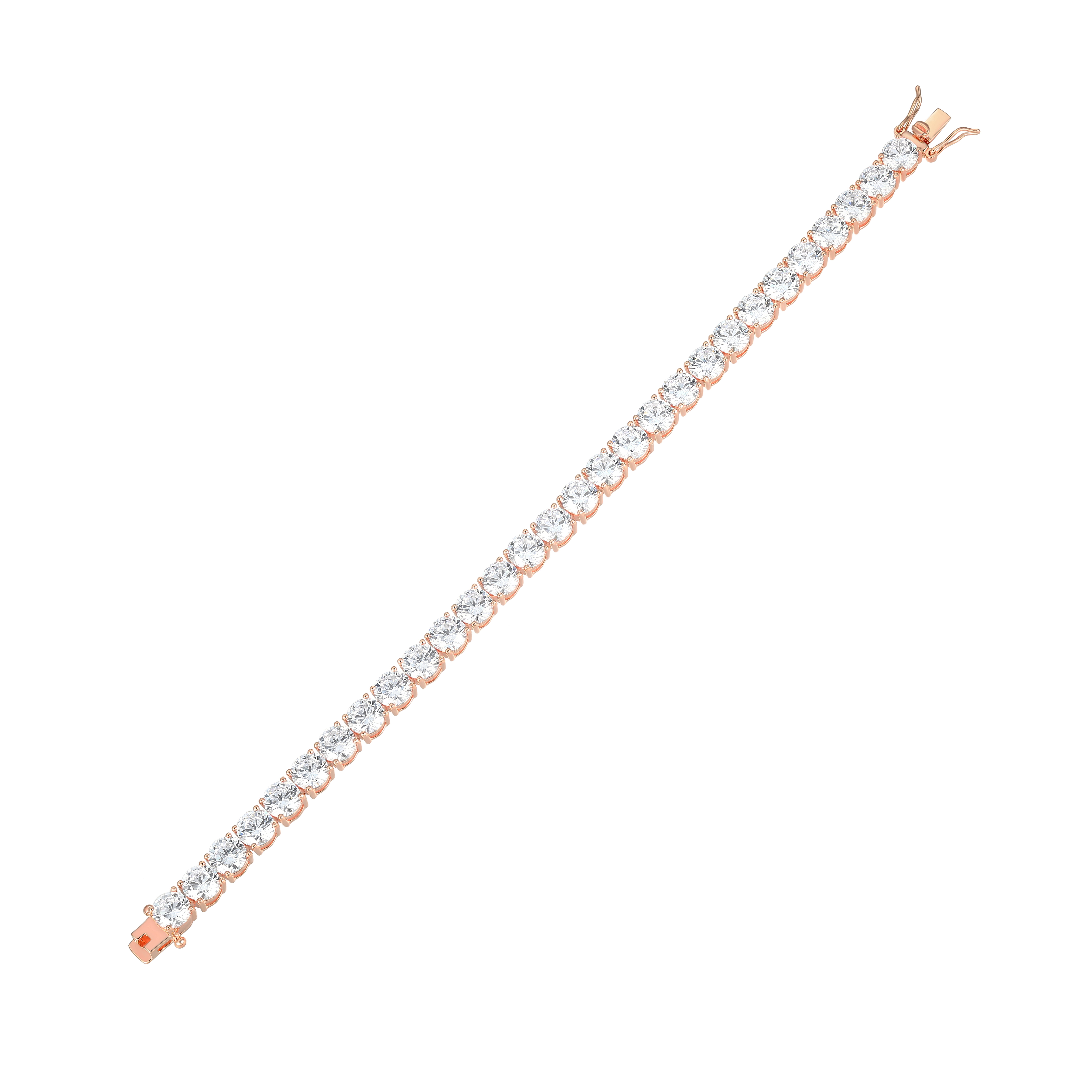 Forever Facets 6mm Cubic Zirconia Tennis Bracelet in 14k Rose Gold over Sterling Silver, Adult Female