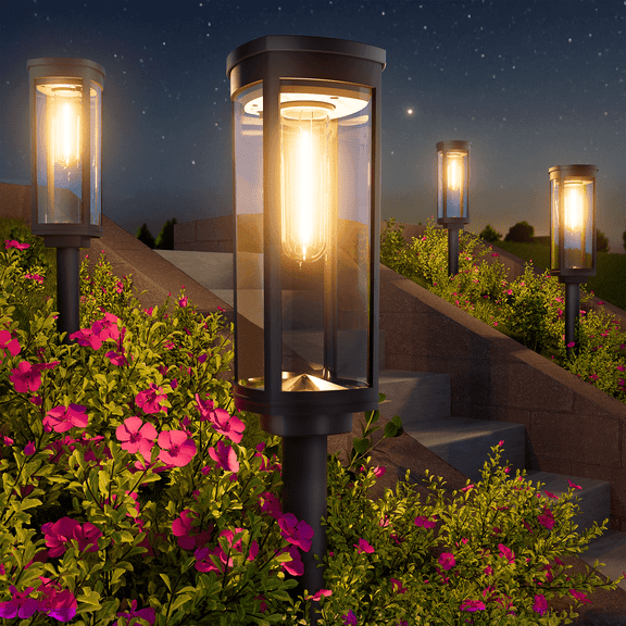 BITPOTT 8 Pack Solar Pathway Lights Outdoor, LED Solar Lights Outdoor, Auto on/off , Waterproof IP65, Warm White